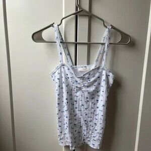 Dôen Pointelle Floral Knit Tank
